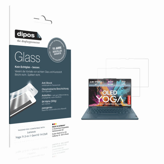 Matte Displayschutzfolie von dipos passend für Lenovo Yoga 7i 2-in-1 Gen10 14 Zoll, 9H kratzfest und blasenfrei montiert