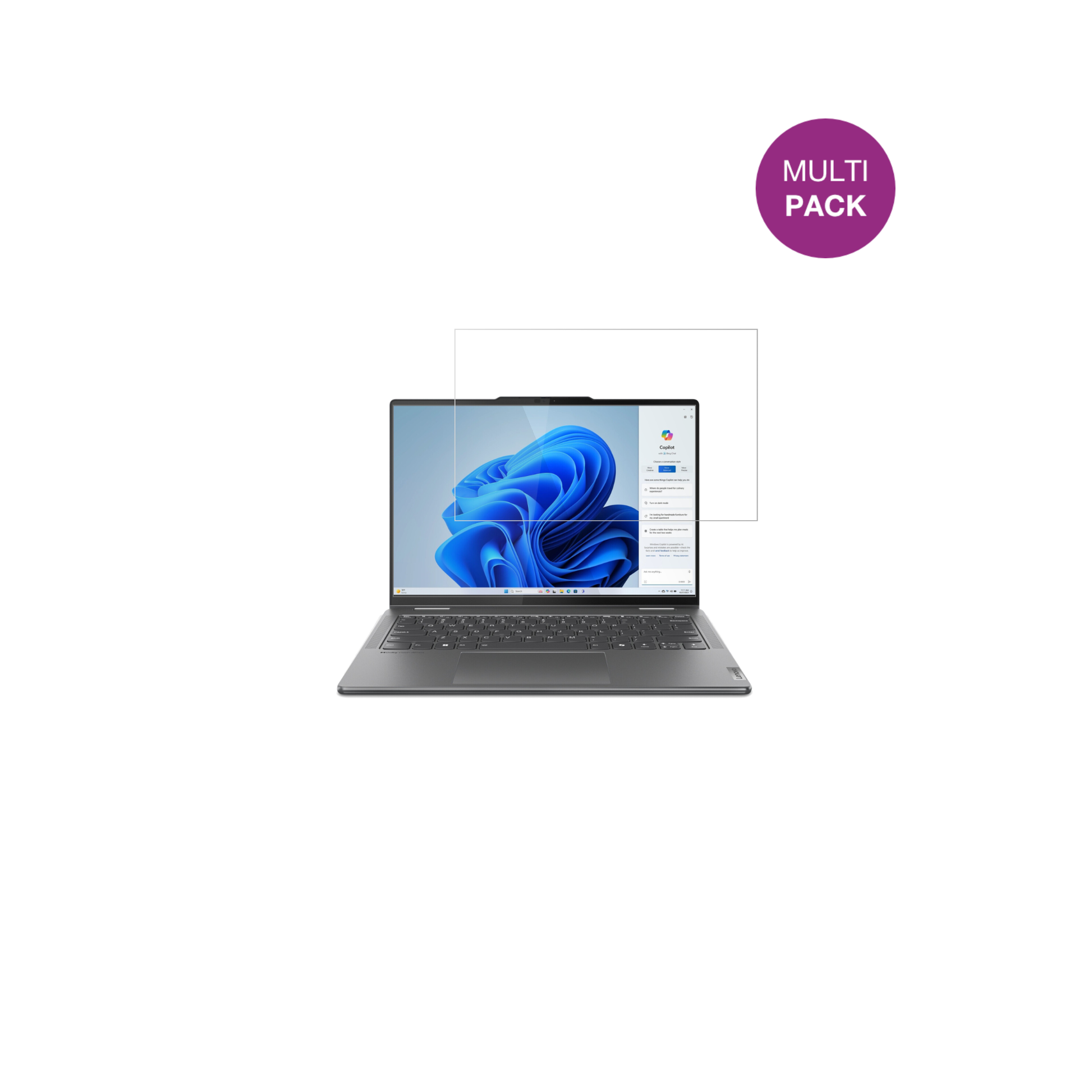 LenovoYoga 7i 2-in-1 Gen 9 83DJ00HRGE mit aufgebrachter dipos Displayschutzfolie, glasklare Darstellung ohne Einschränkungen