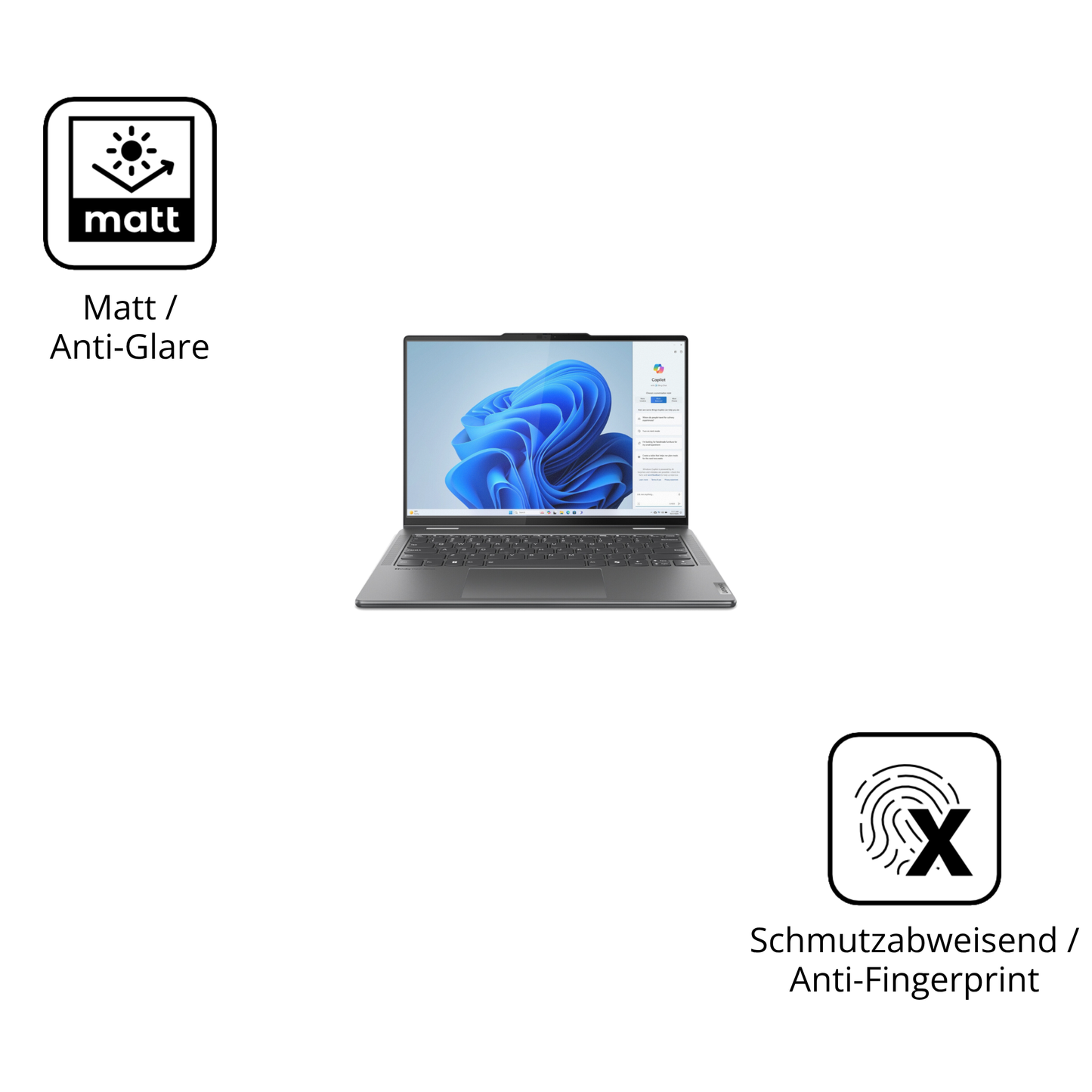 9H Hartbeschichtete, flexible Folie passend zugeschnitten für Lenovo Yoga 7i 2-in-1 Gen 9 83DJ00HRGE
