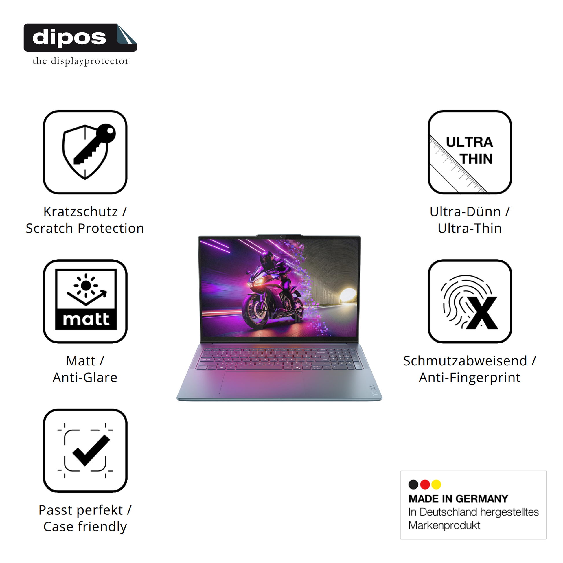 Displayschutz hergestellt in Deutschland, höchste Qualität made in Germany