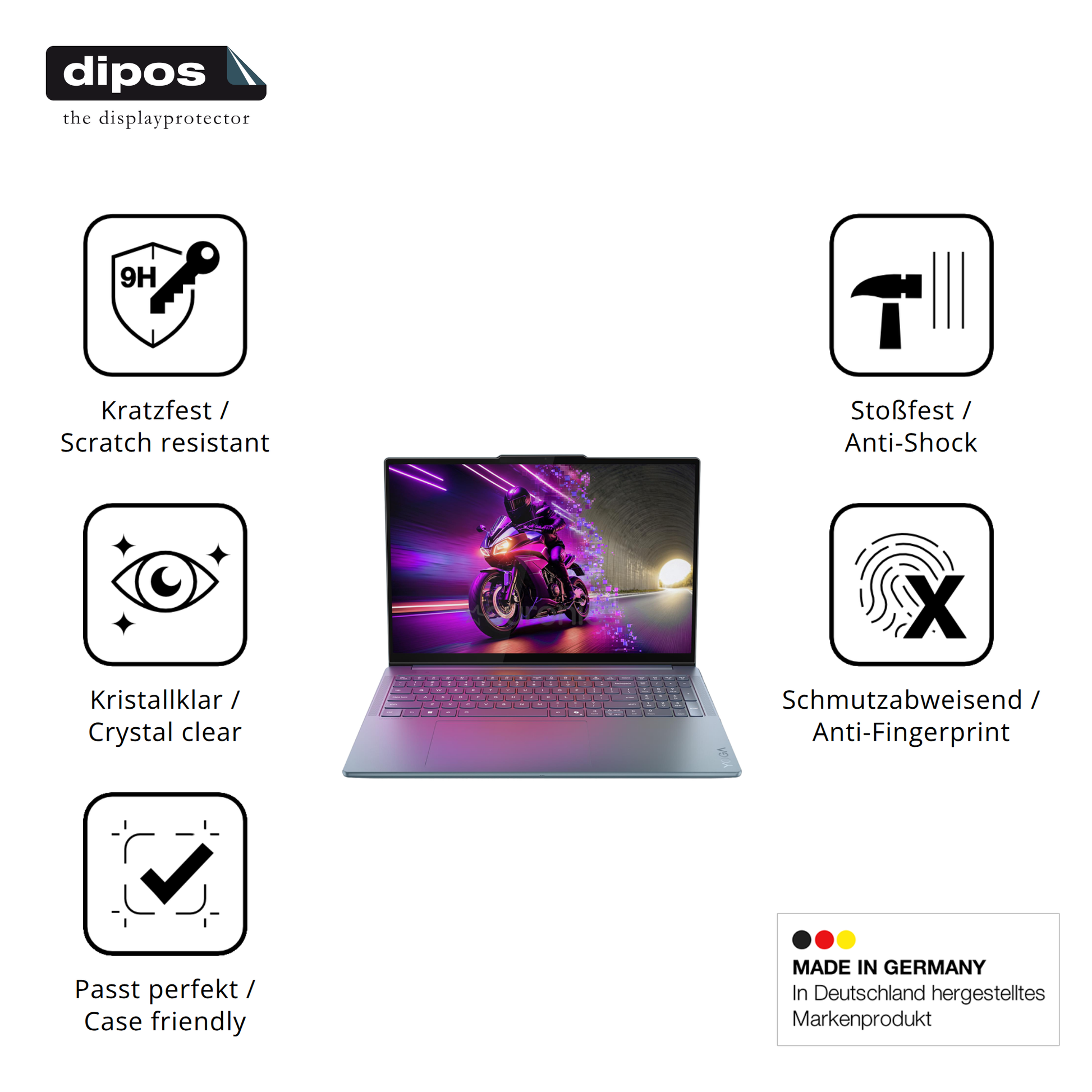 Displayschutz hergestellt in Deutschland, höchste Qualität made in Germany