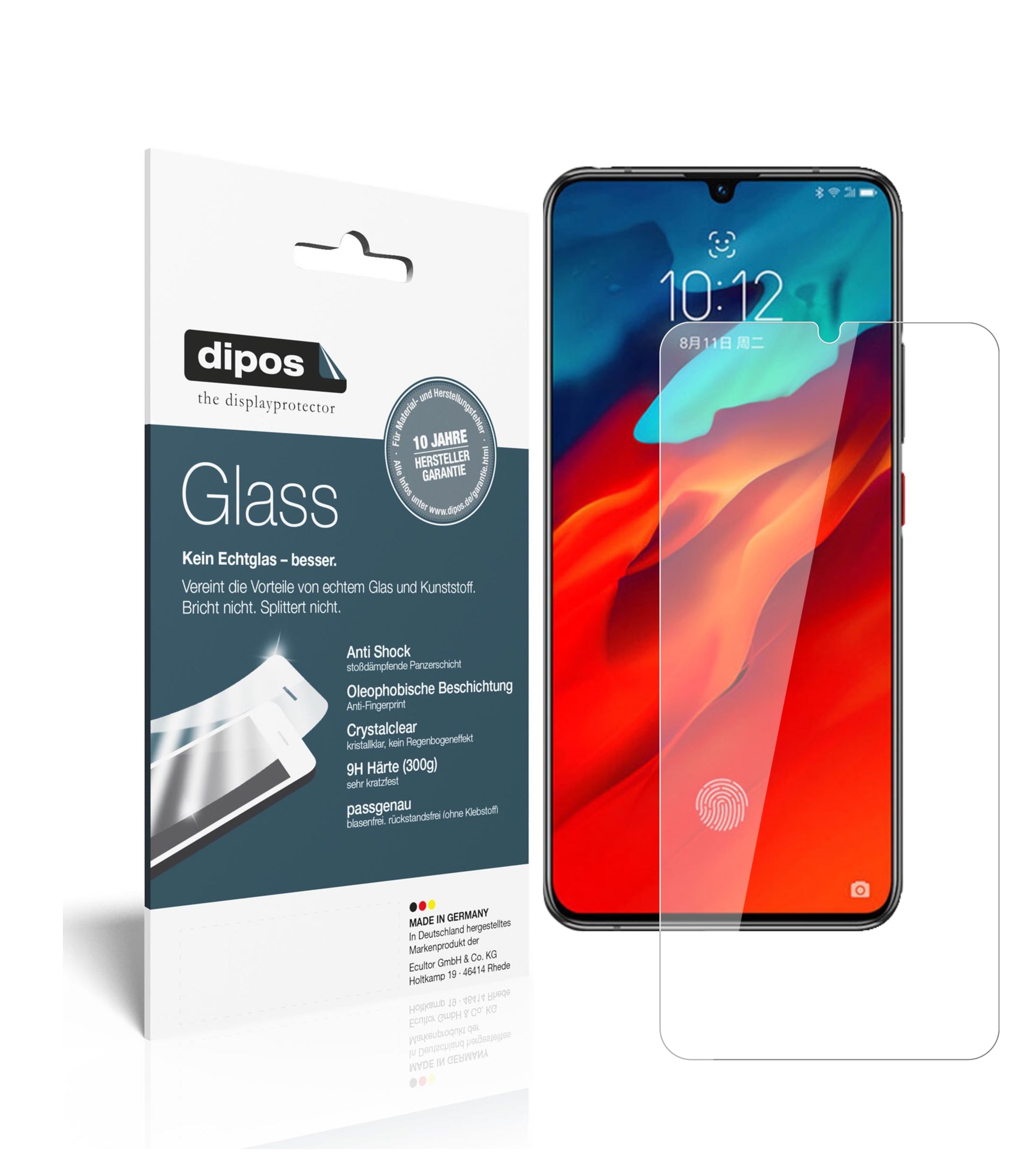 Klare Displayschutzfolie von dipos passend für Lenovo Z6 Pro Ferrari Edition, 9H kratzfest und blasenfrei montiert