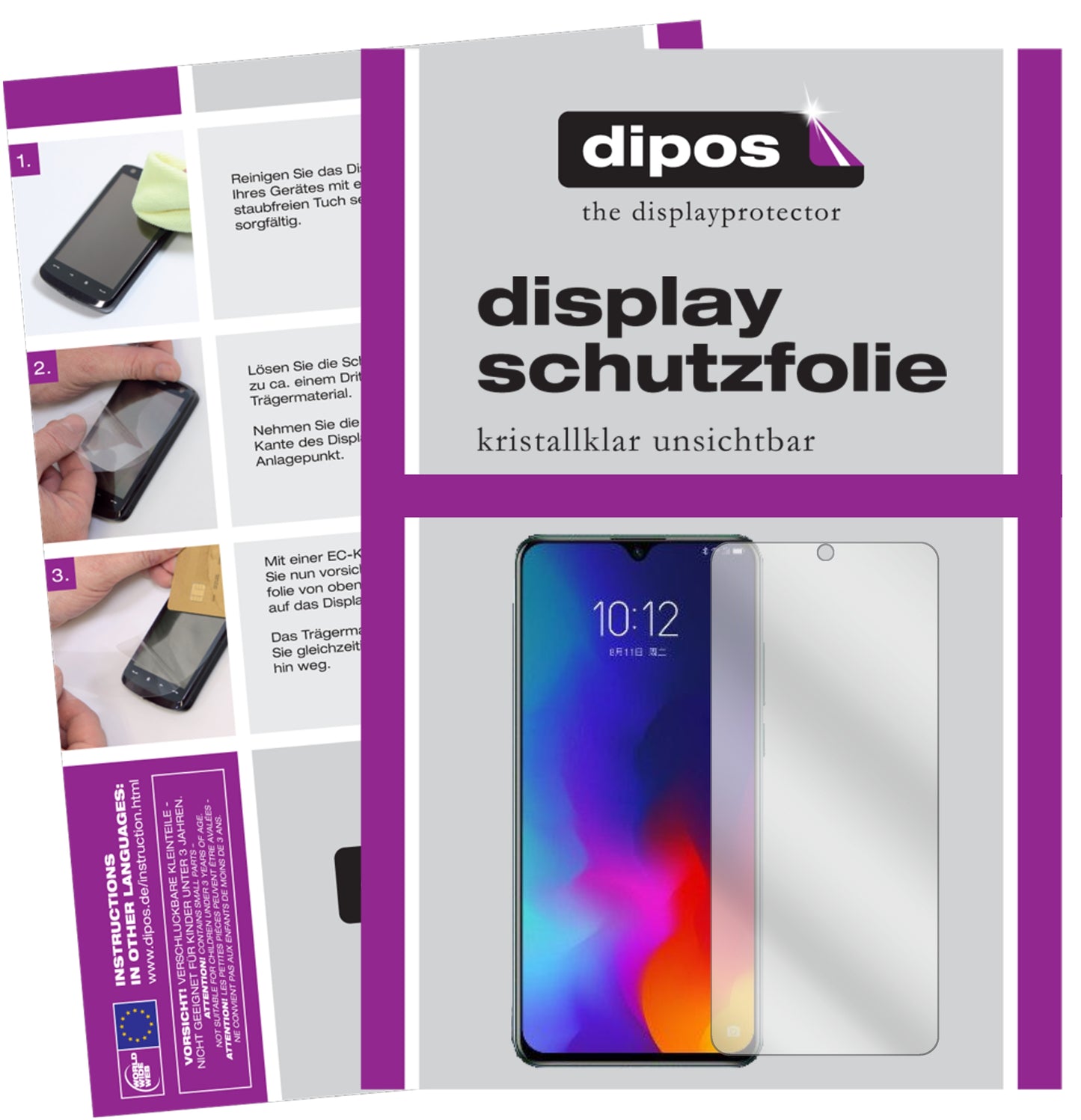 Klare Displayschutzfolie von dipos passend für Lenovo K10 note, präziser Zuschnitt und blasenfrei montiert