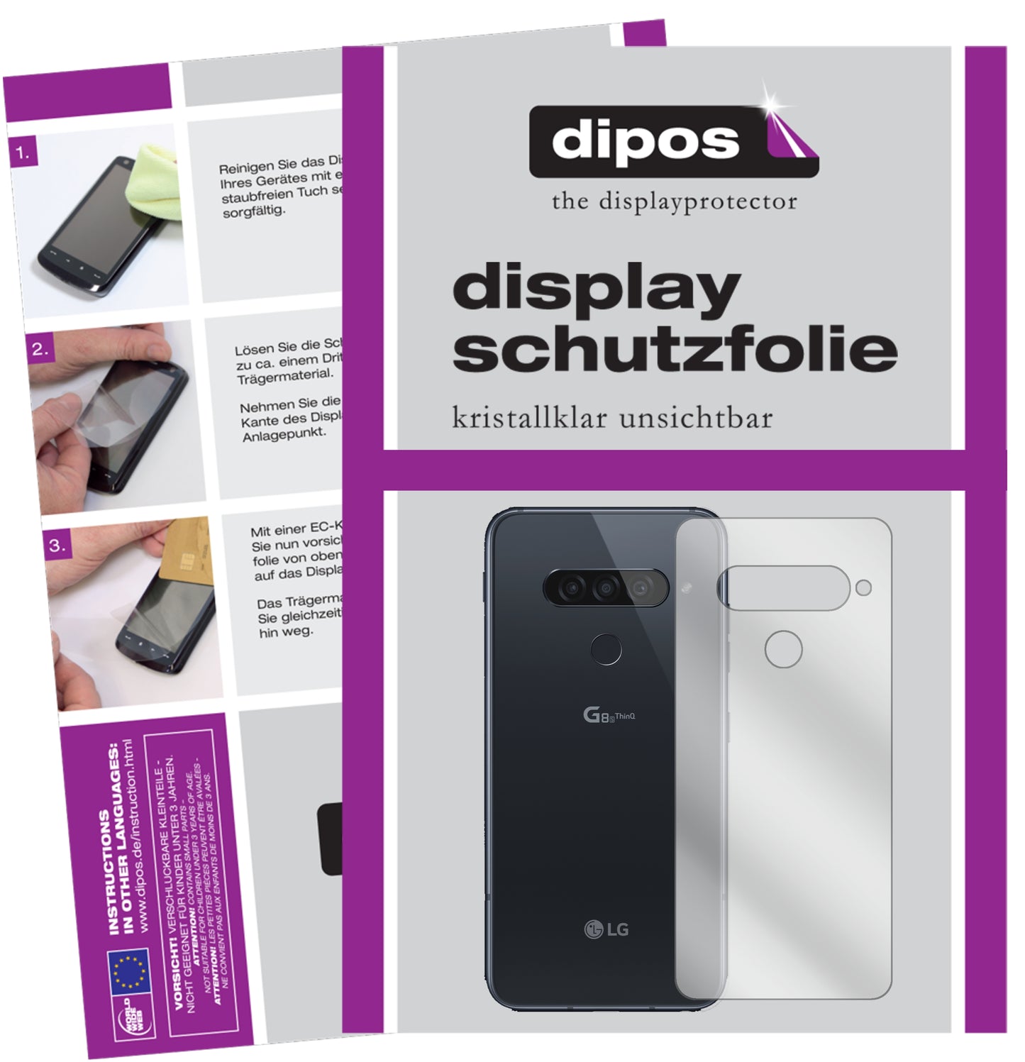 Kristallklare, dünne Schutzfolie: Kratzfest & passgenau für LG-G8s ThinQ Rückseite