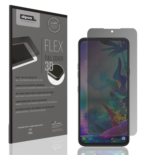 Blickschutzfolie von dipos passend für LG G8x, 100% Displayabdeckung und blasenfreie Montage