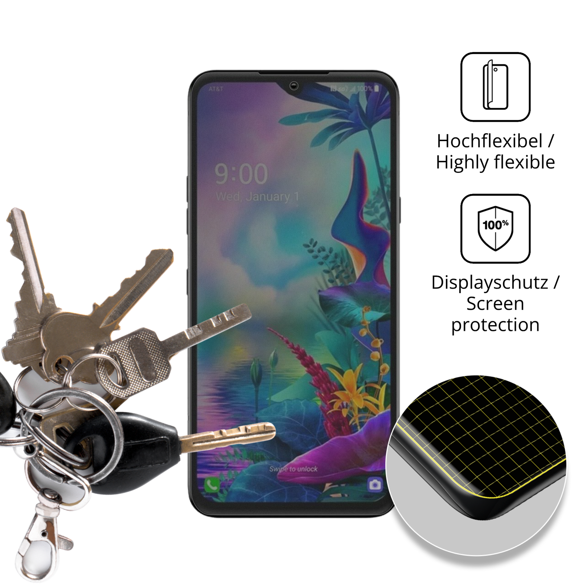 dipos Displayschutz für LG G8x, mit Blickschutzfilter und perfekter Passform auch für die Rundungen