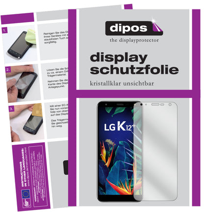 Klare Displayschutzfolie von dipos passend für LG K12 Plus, präziser Zuschnitt und blasenfrei montiert