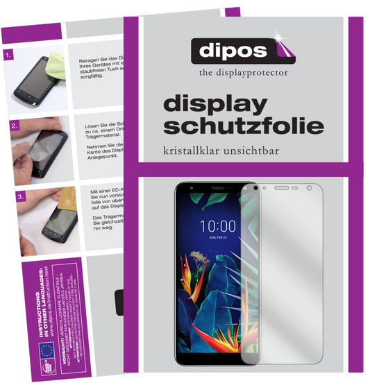Klare Displayschutzfolie von dipos passend für LG K40S, präziser Zuschnitt und blasenfrei montiert