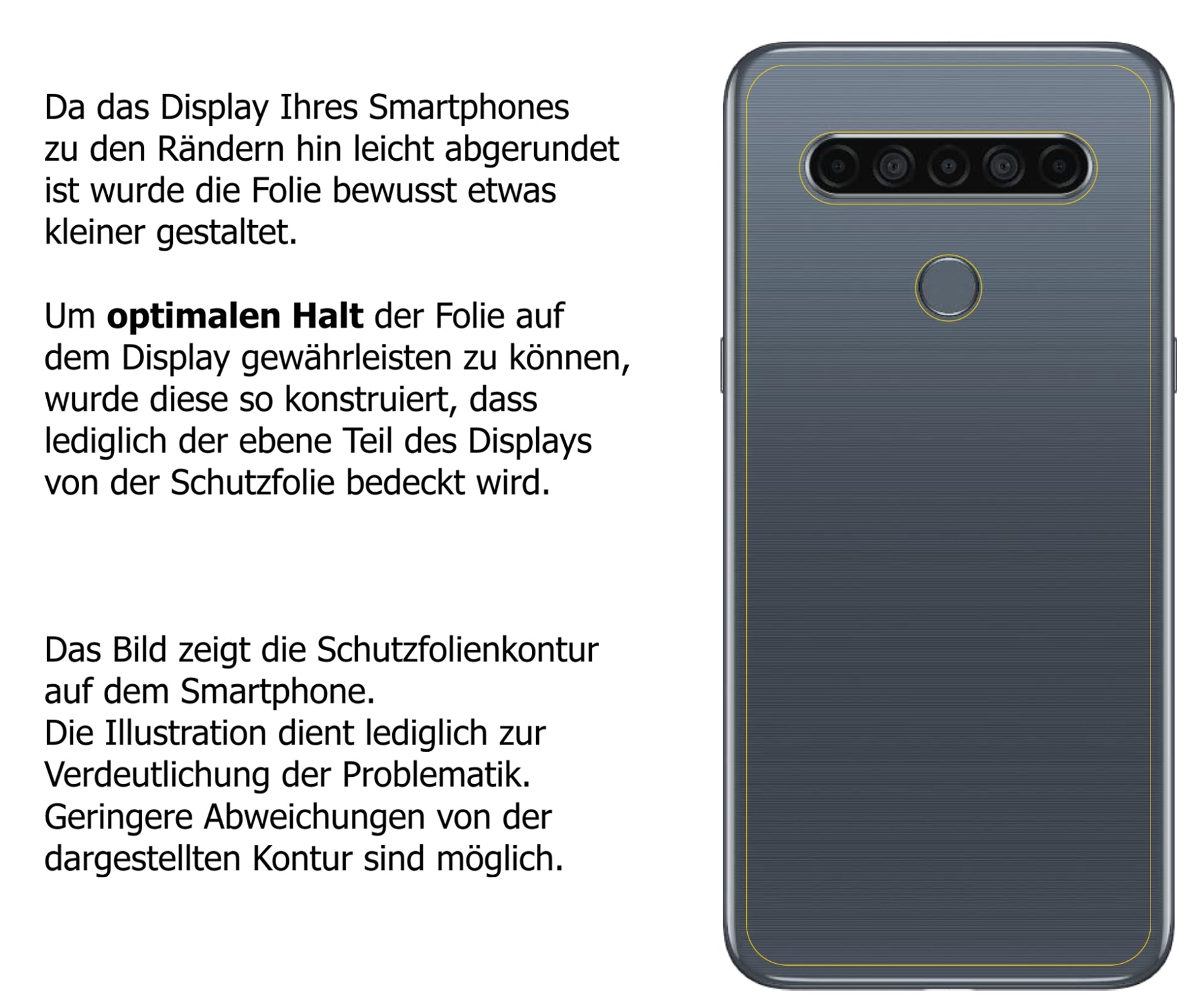 Dünne und klare Folie passend zugeschnitten für LG K61 Rückseite