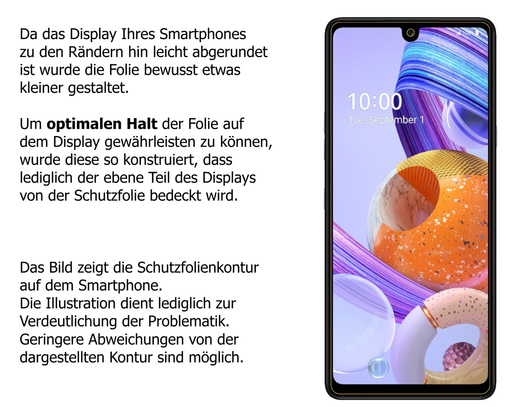 Schutzfolie mit optimaler Passform, zur Verwendung mit Hüllen geeignet