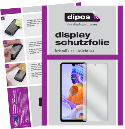 Klare Displayschutzfolie von dipos passend für LG K71, präziser Zuschnitt und blasenfrei montiert