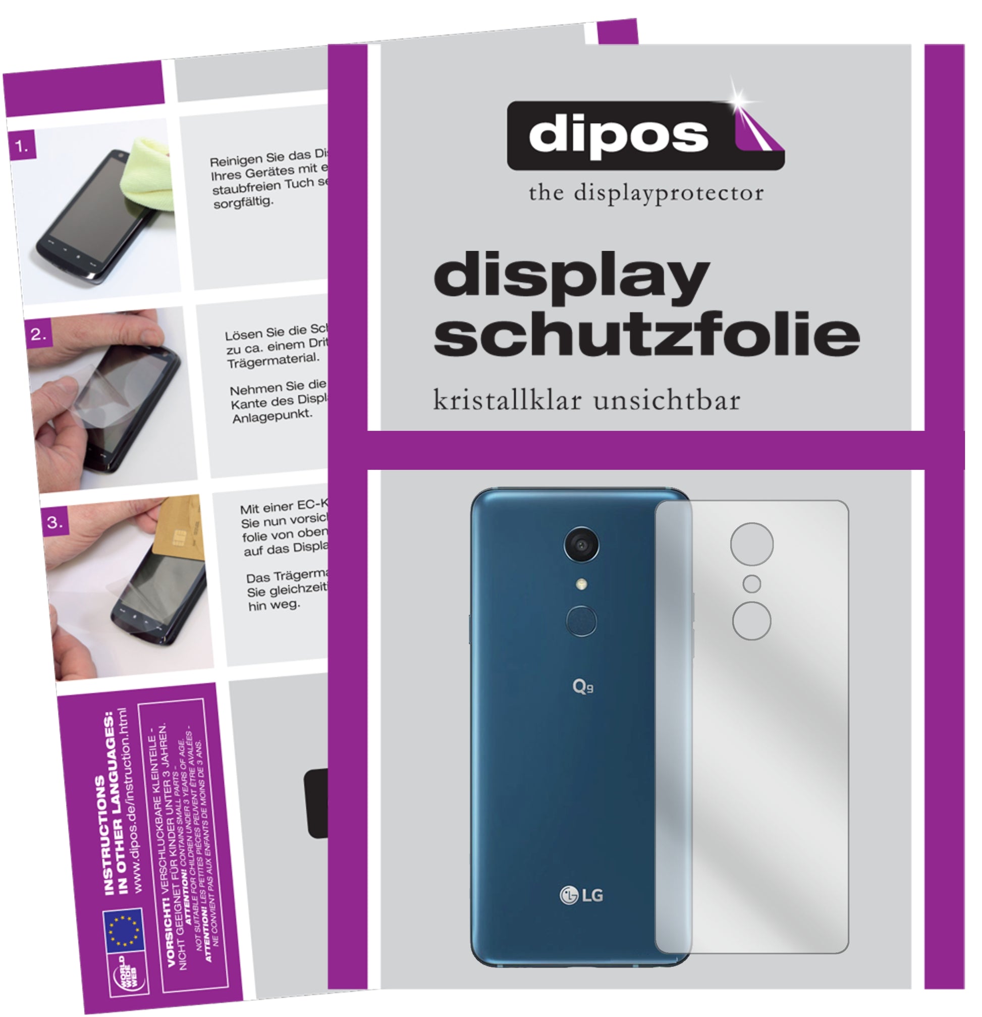 Kristallklare, dünne Schutzfolie: Kratzfest & passgenau für LG-Q9 One Rückseite