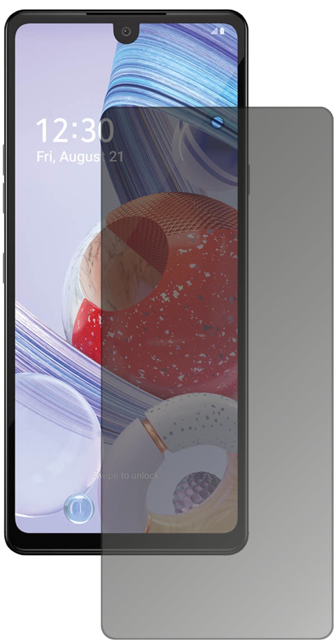 LGStylo 6 mit aufgebrachtem dipos Displayschutz, der seitliche Einblicke blockiert