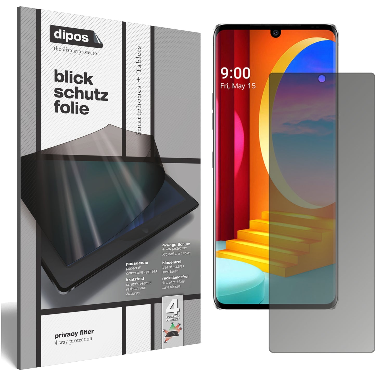 Privacy Filter: 9H Panzerglas mit Blickschutz & einfache Anbringung