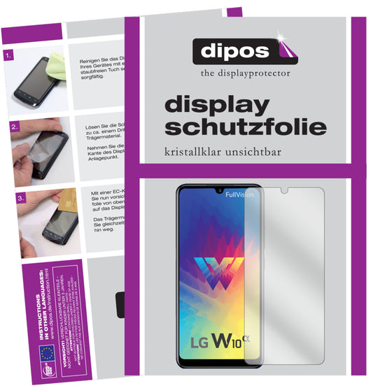 Klare Displayschutzfolie von dipos passend für LG W10 Alpha, präziser Zuschnitt und blasenfrei montiert