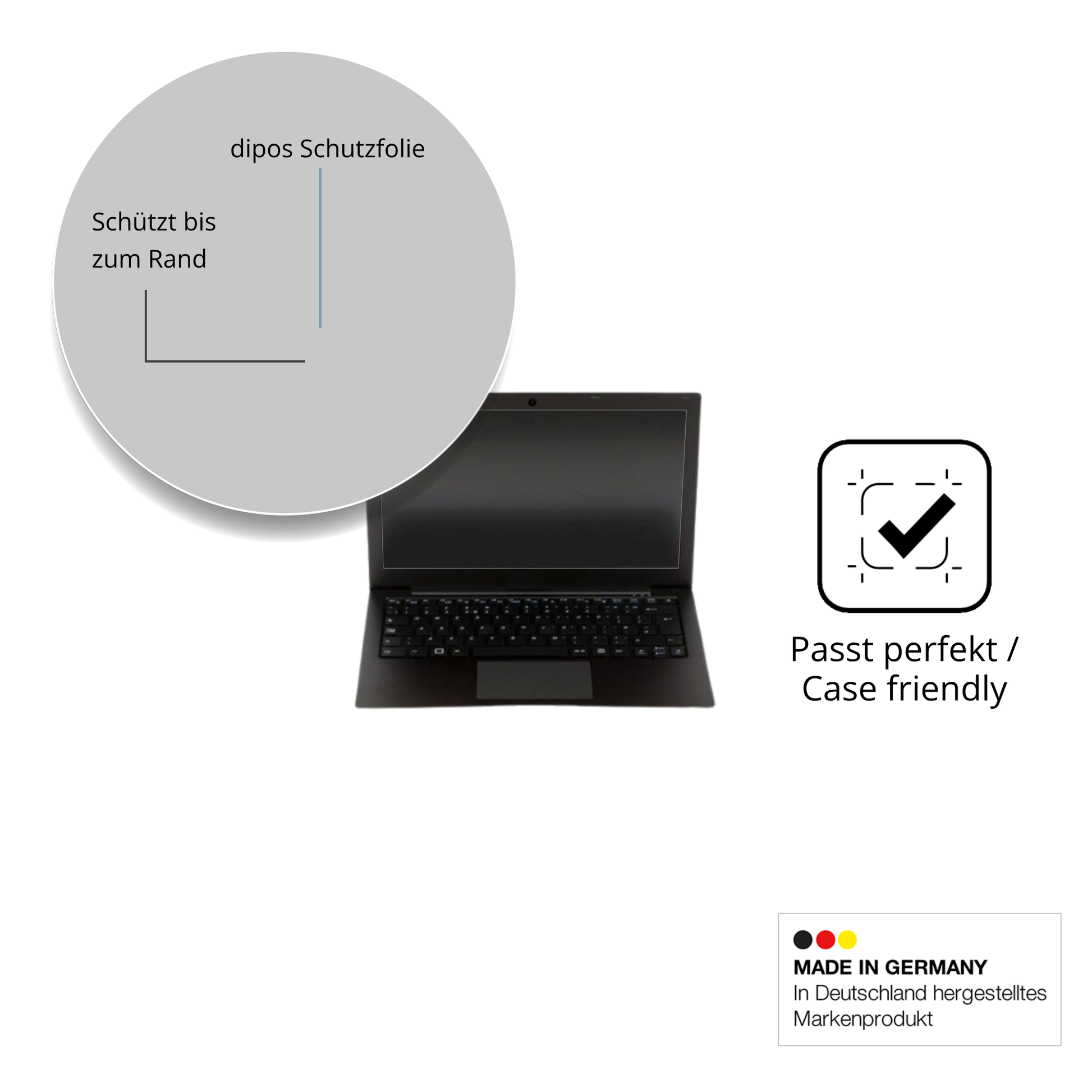 Schutzglasfolie mit optimaler Passform, zur Verwendung mit Hüllen geeignet