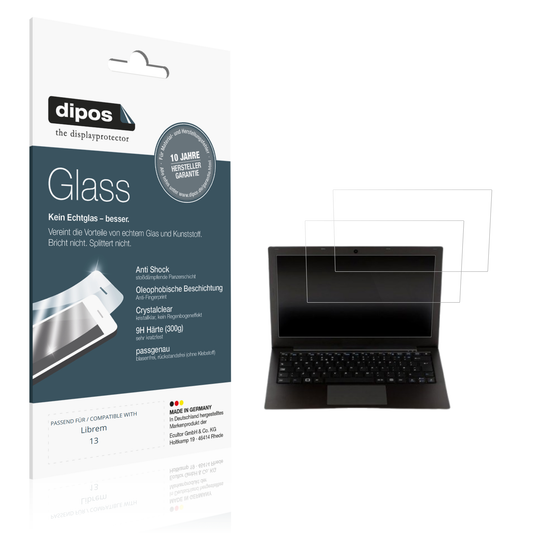 Klare Displayschutzfolie von dipos passend für librem13, 9H kratzfest und blasenfrei montiert
