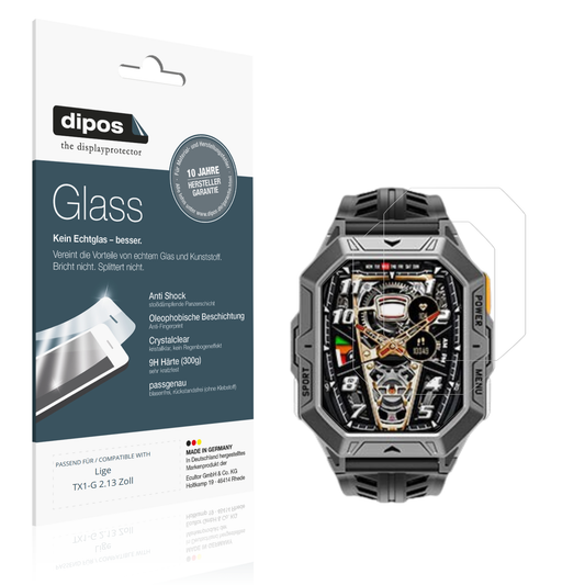 Klare Displayschutzfolie von dipos passend für ligetx1-g 2.13 zoll, 9H kratzfest und blasenfrei montiert