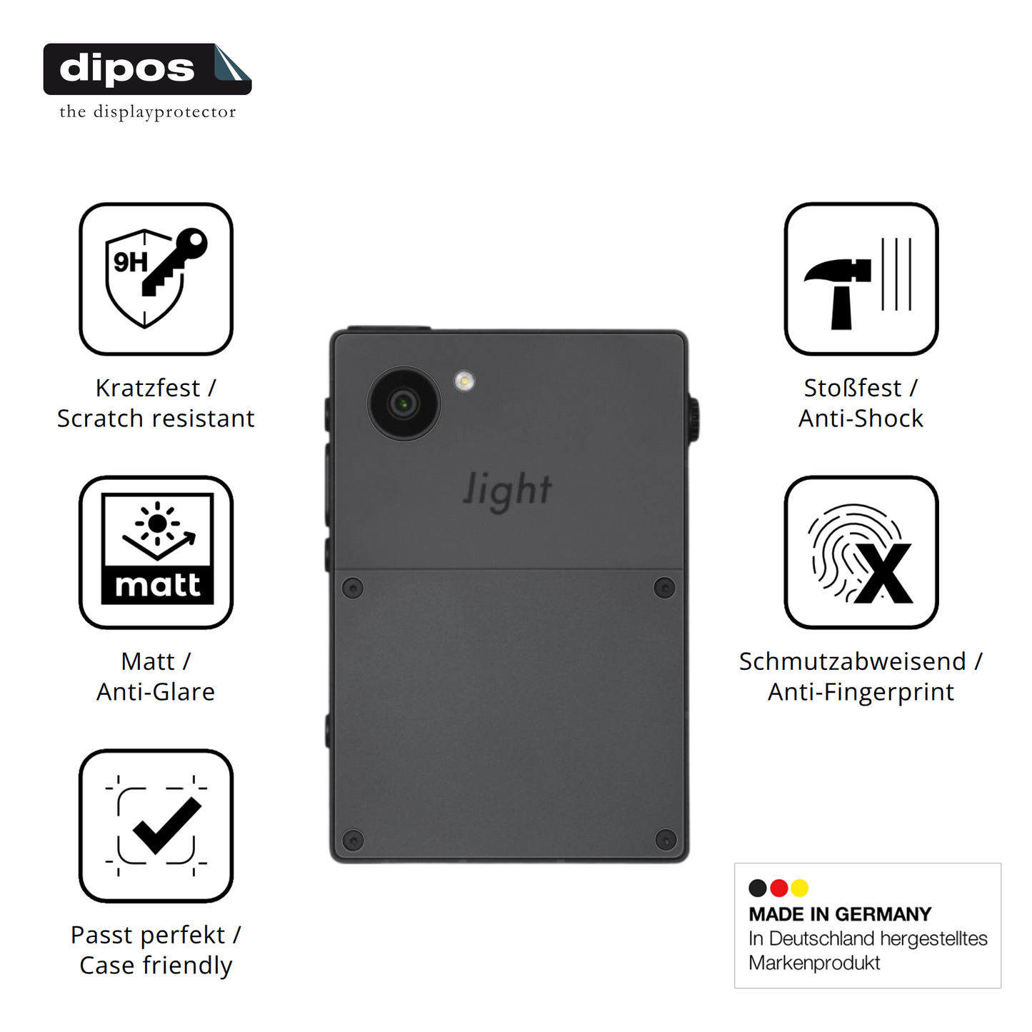 2x Screen Protector for Light Phone 3 Rückseite matte Flexible Glass 9H dipos