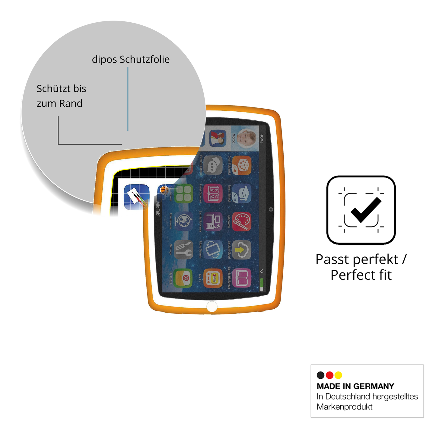 Schutz gegen Kratzer auf dem Lisciani Mio Tab 10 Tutor XL Glas durch Schlüssel oder Ähnliches