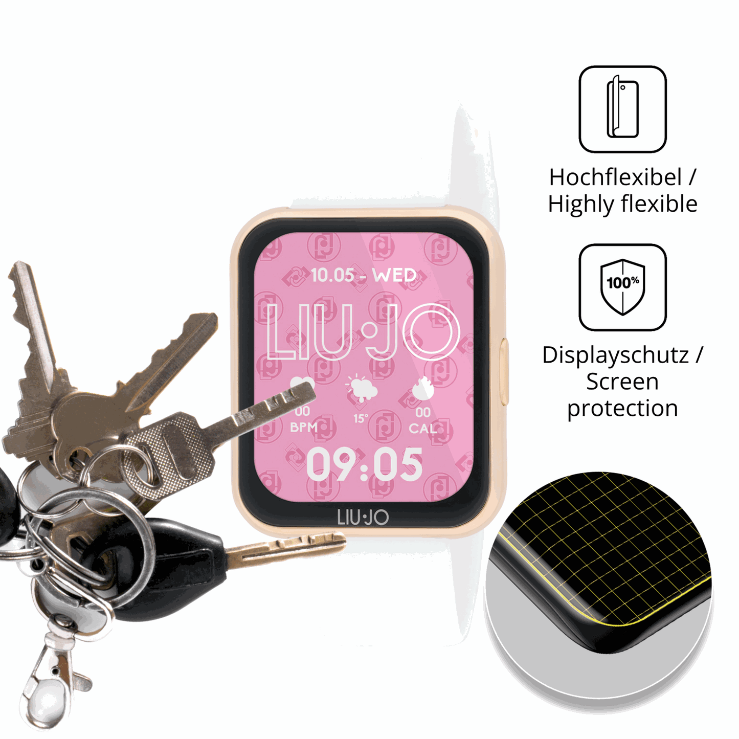 dipos Displayschutz für Liu Jo Voice Slim 2.0 SWLJ201, transparente Oberfläche, geringe Dicke und perfekte Passform
