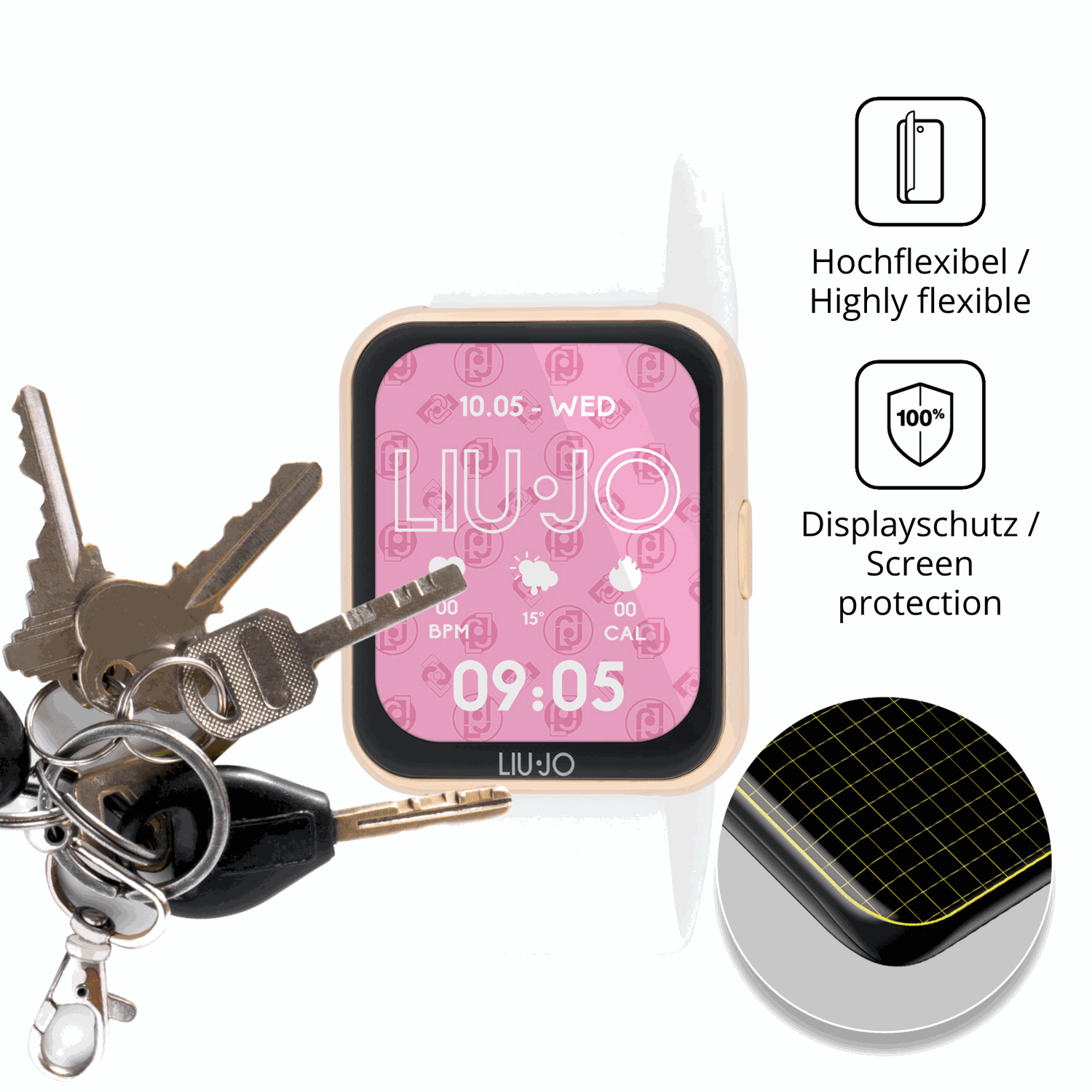 dipos Displayschutz für Liu Jo Voice Slim 2.0 SWLJ201, transparente Oberfläche, geringe Dicke und perfekte Passform