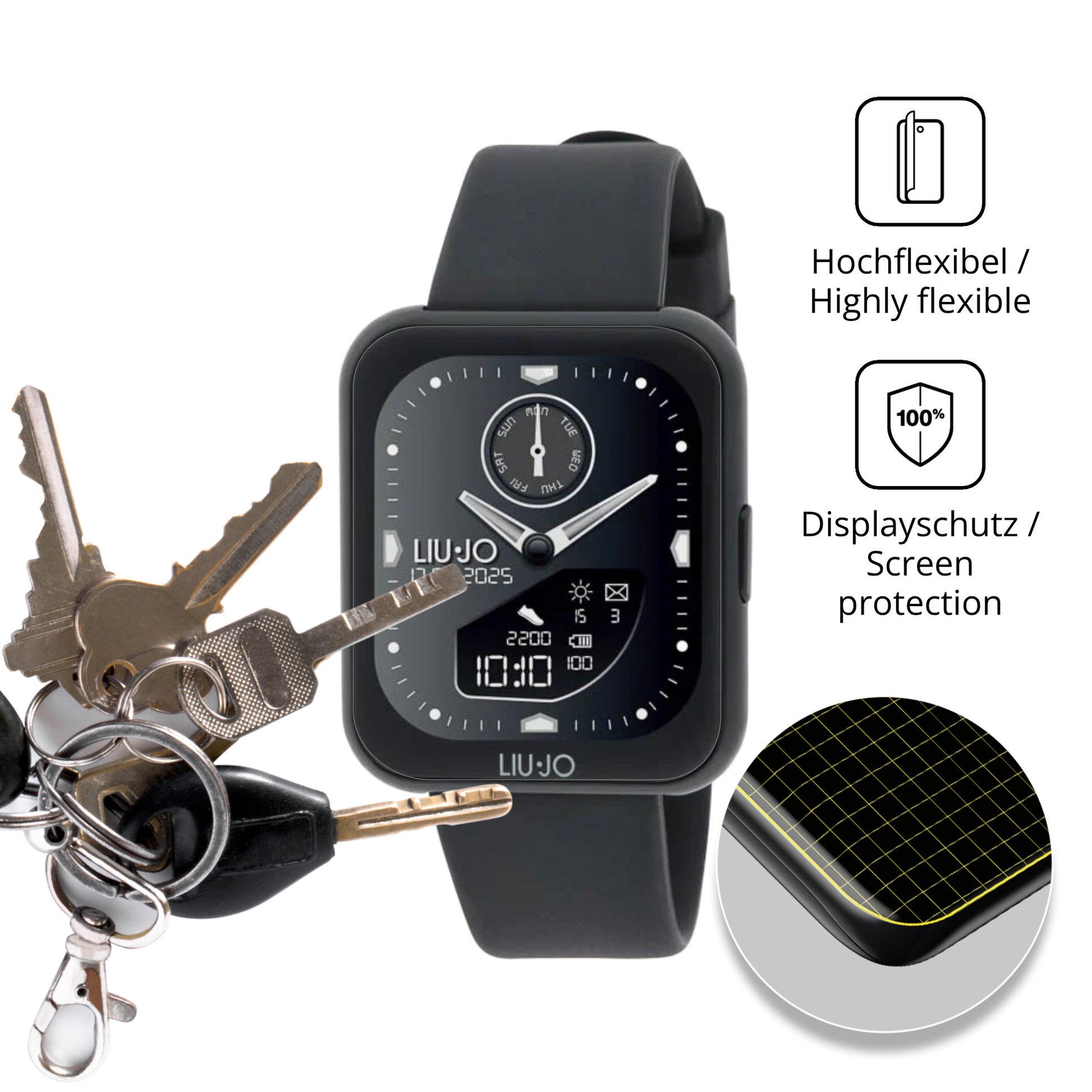 dipos Displayschutz für Liu Jo Mini Slim 2.0, transparente Oberfläche, geringe Dicke und perfekte Passform