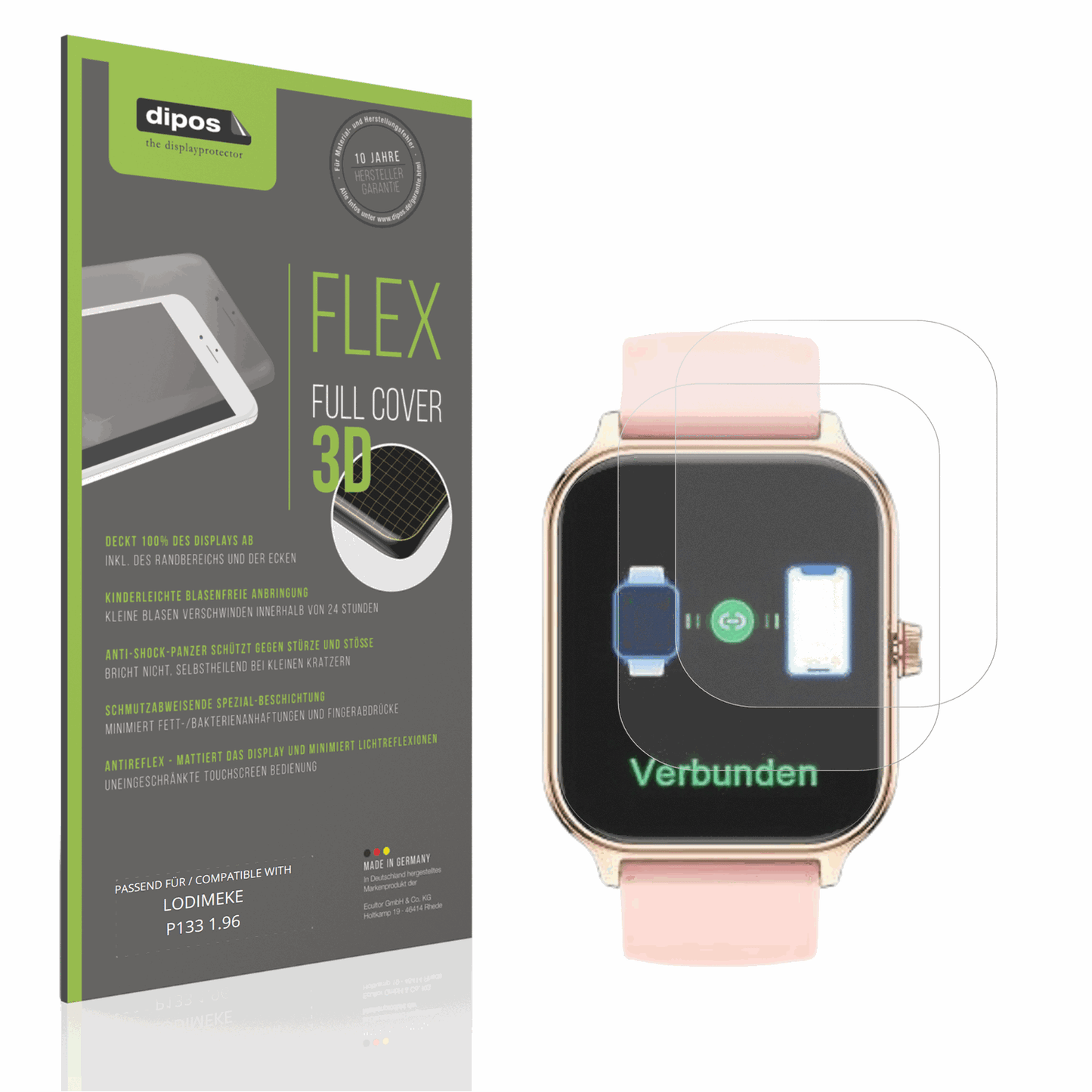 Matte Displayschutzfolie von dipos passend für LODIMEKE P133 1.96, 100% Displayabdeckung und blasenfreie Montage