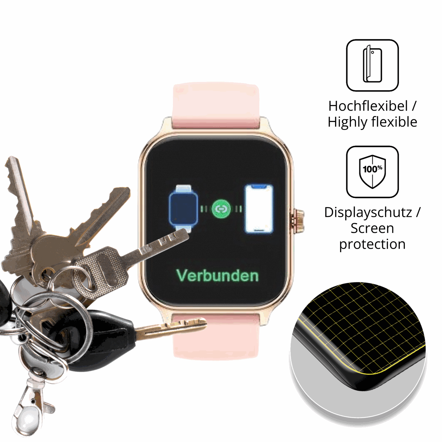 dipos Displayschutz für LODIMEKE P133 1.96, transparente Oberfläche, perfekte Passform auch für die Rundungen