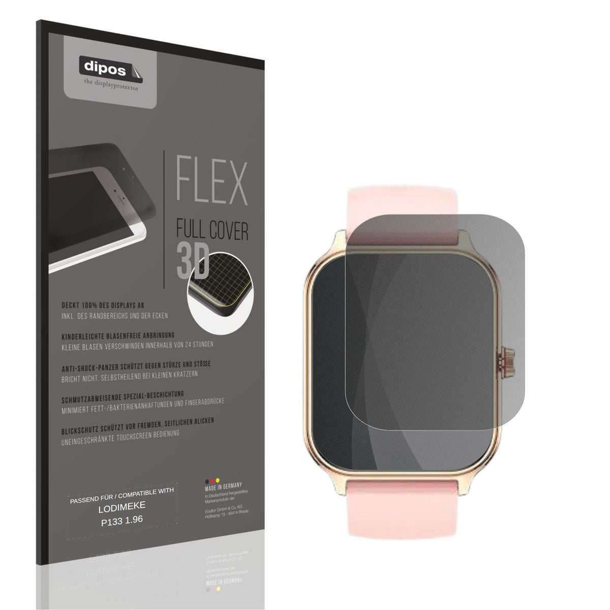 Blickschutzfolie von dipos passend für LODIMEKE P133 1.96, 100% Displayabdeckung und blasenfreie Montage