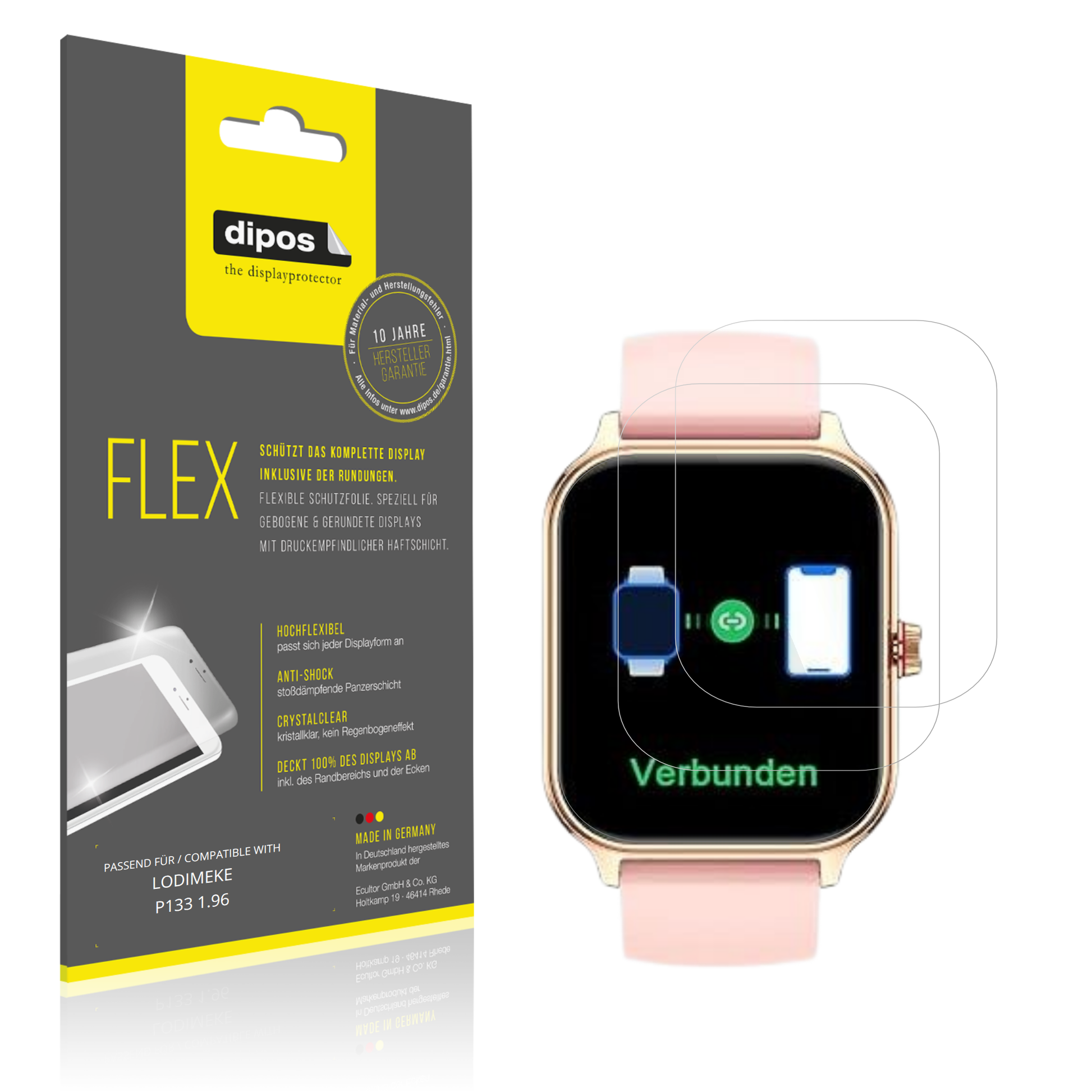 Klare Displayschutzfolie von dipos passend für LODIMEKE P133 1.96, 100% Displayabdeckung und blasenfreie Montage