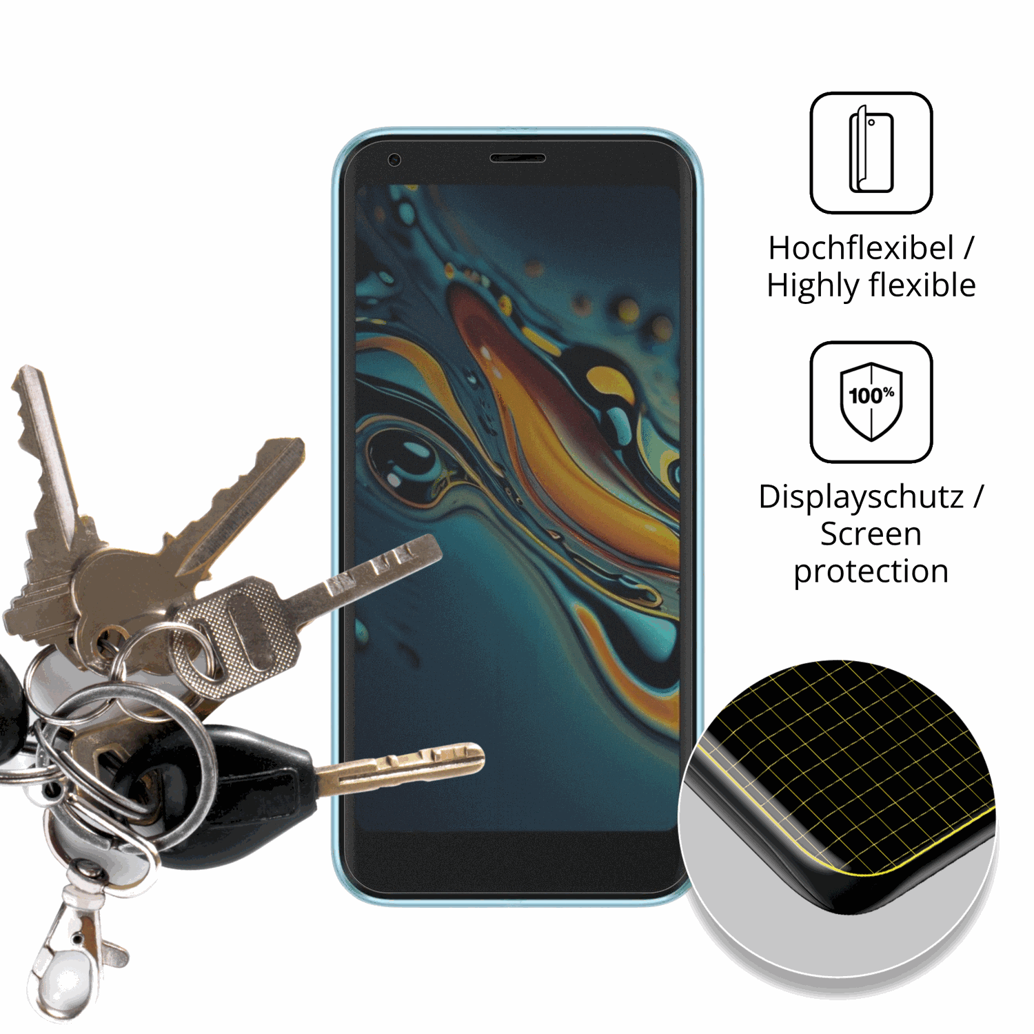 dipos Displayschutz f�r Logicom Five Pro 32, mit Blickschutzfilter und perfekter Passform auch f�r die Rundungen