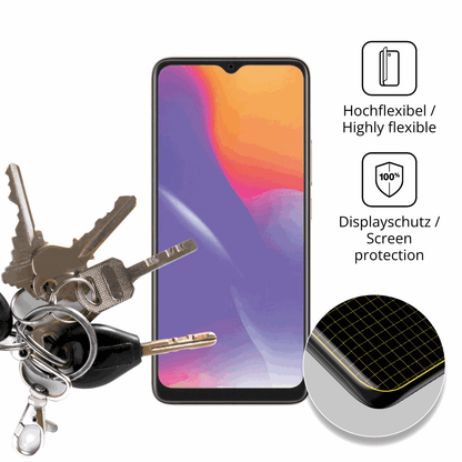 dipos Displayschutz für Logicom Lunar Pro, transparente Oberfläche, perfekte Passform auch für die Rundungen
