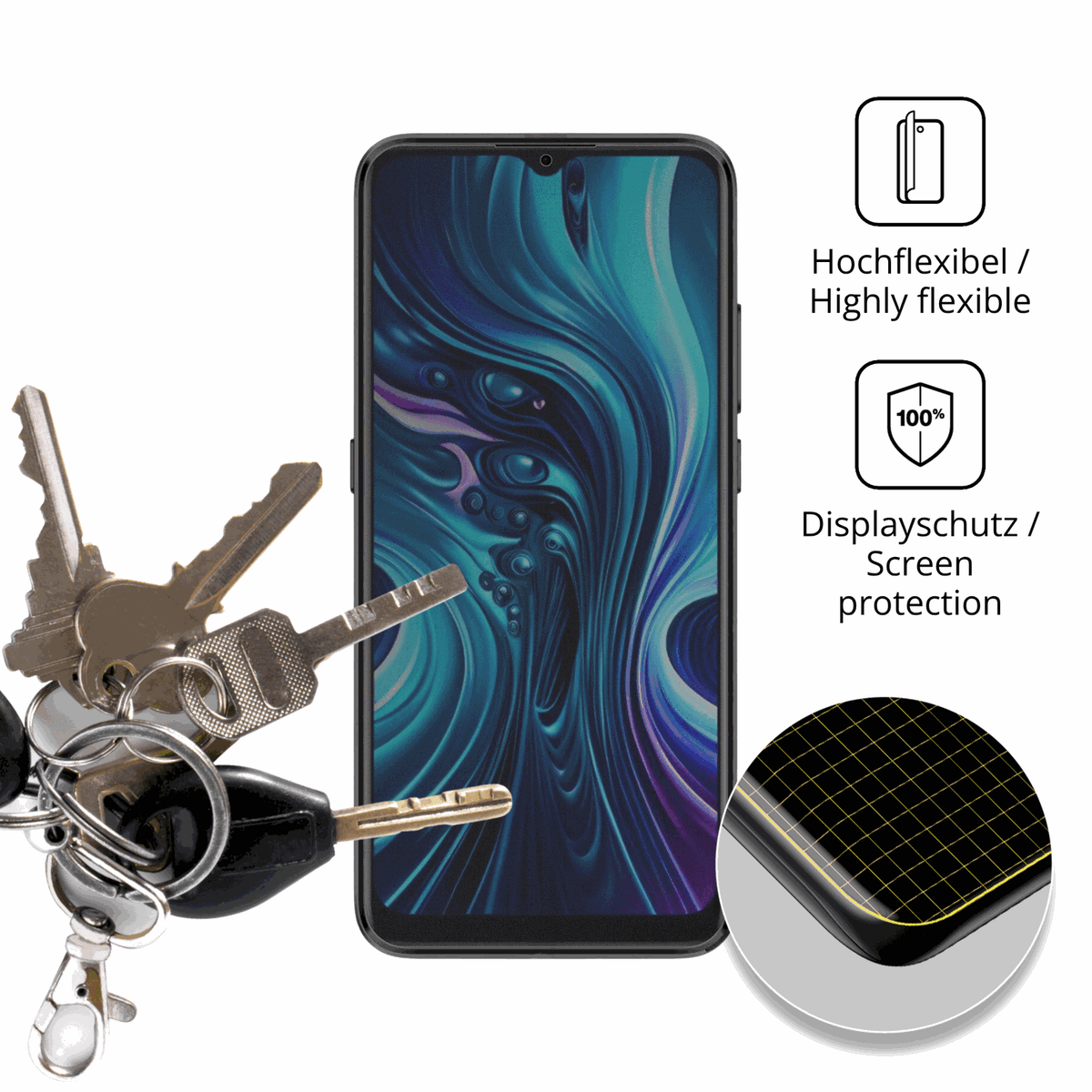 dipos Displayschutz für Logicom Onix, mit Blickschutzfilter und perfekter Passform auch für die Rundungen