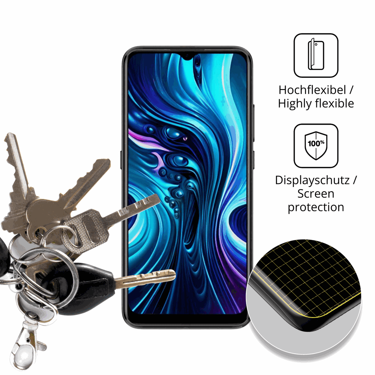 dipos Displayschutz für Logicom Onix, transparente Oberfläche, geringe Dicke und perfekte Passform