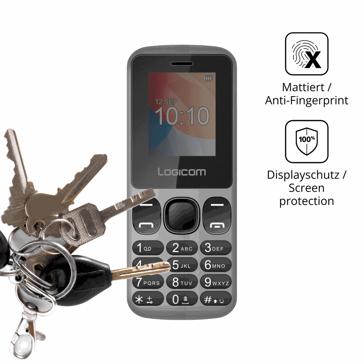 dipos Displayschutz für Logicom Posh 186, mattierte Oberfläche, Blickschutzfilter und perfekter Passform