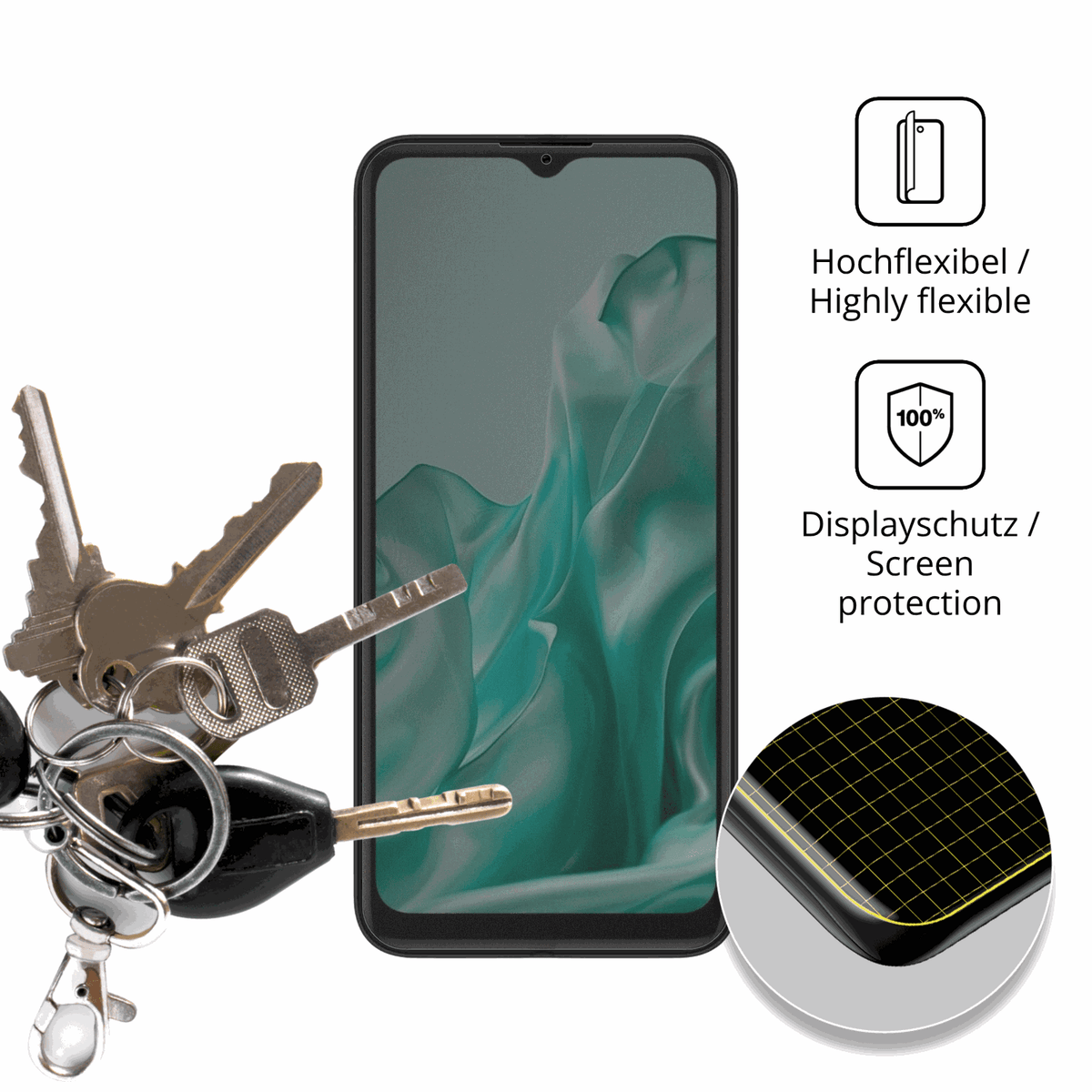 dipos Displayschutz für Logicom Sense, mit Blickschutzfilter und perfekter Passform auch für die Rundungen