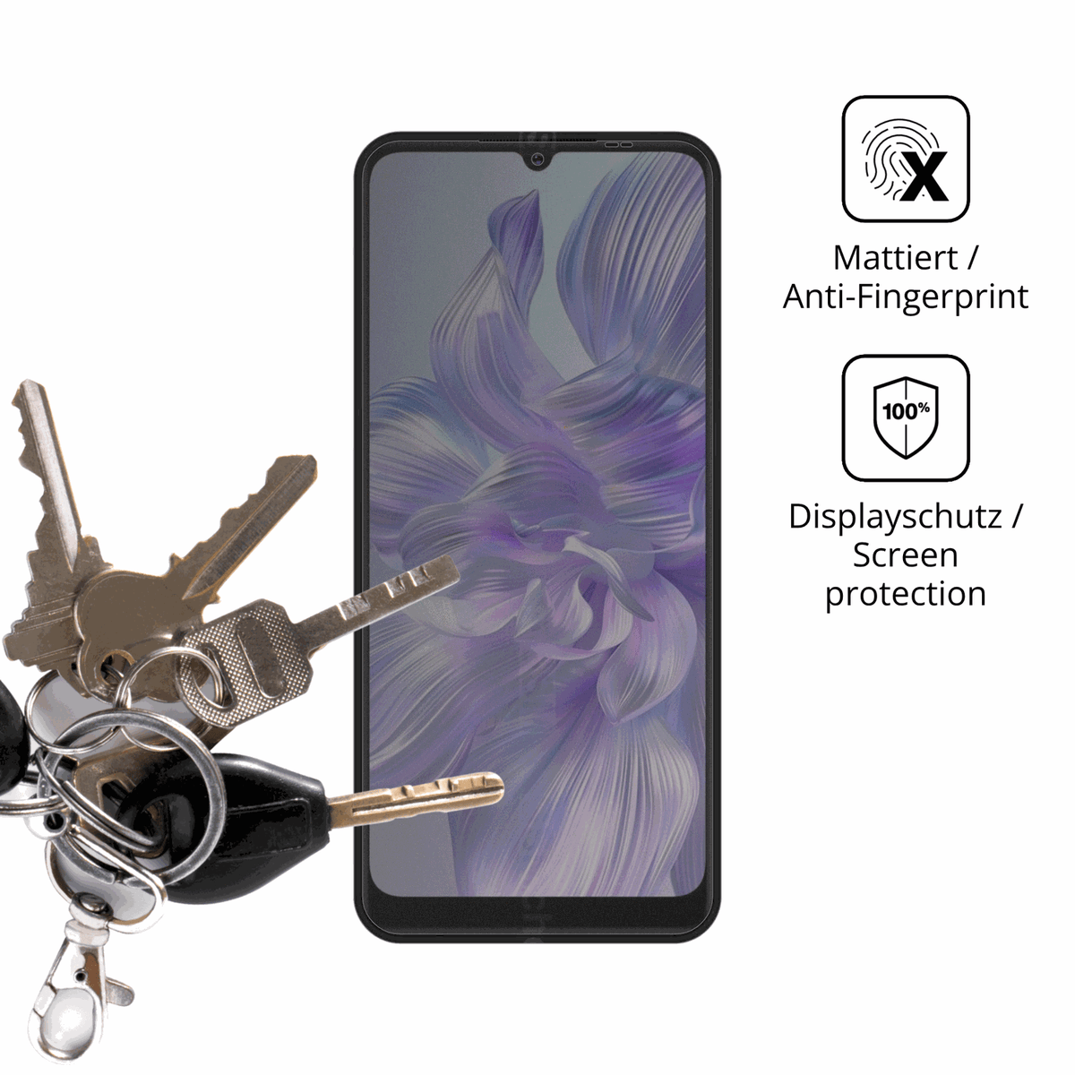 dipos Displayschutz für Logicom Smart Pro, mattierte Oberfläche, Blickschutzfilter und perfekter Passform