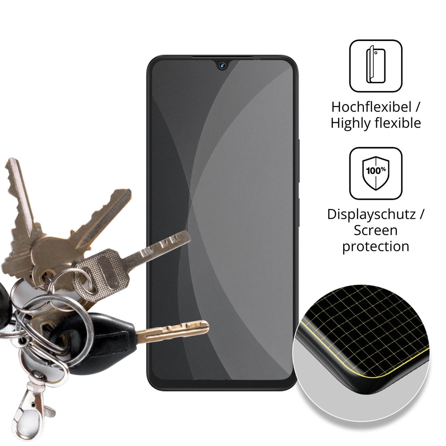 dipos Displayschutz für Logicom Vision X3 Max, mit Blickschutzfilter und perfekter Passform auch für die Rundungen