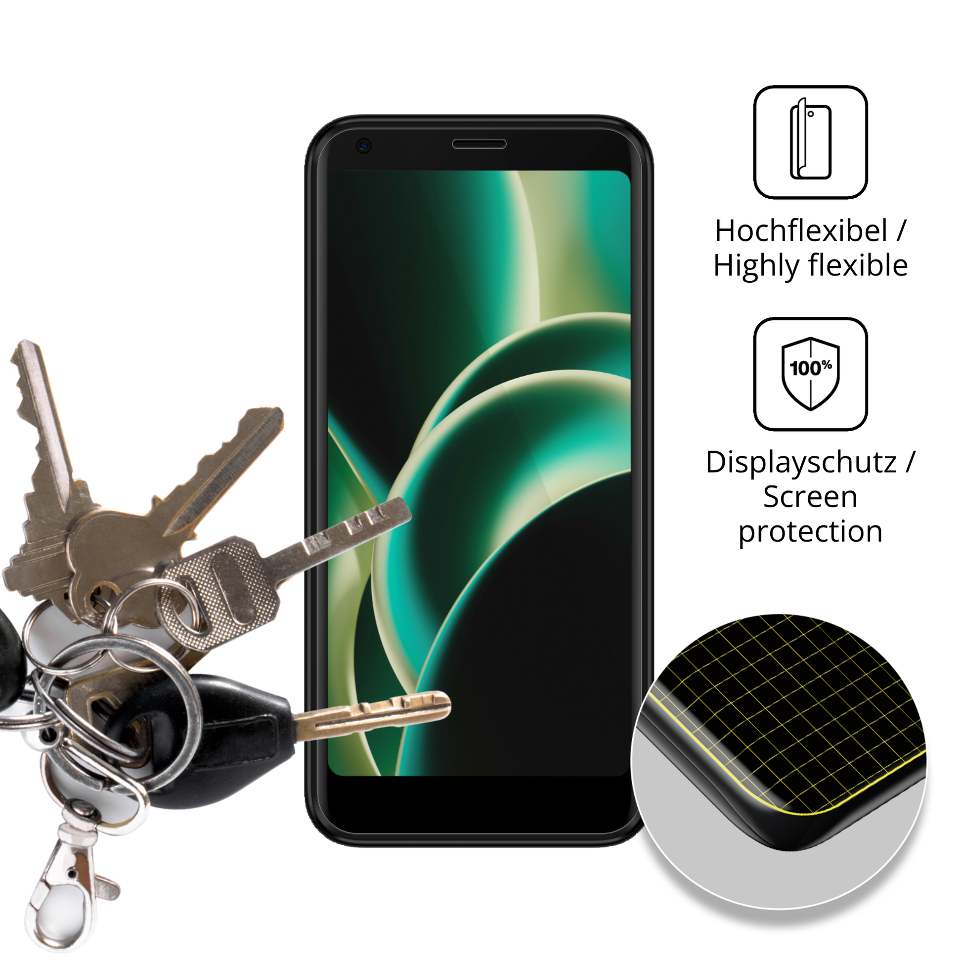 dipos Displayschutz für Logicom Five Pro, transparente Oberfläche, geringe Dicke und perfekte Passform