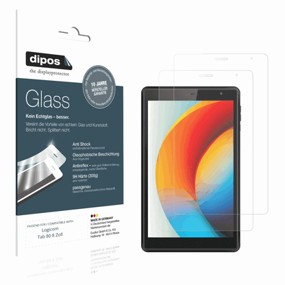 Matte Displayschutzfolie von dipos passend für Logicom Tab 80 8 Zoll, 9H kratzfest und blasenfrei montiert