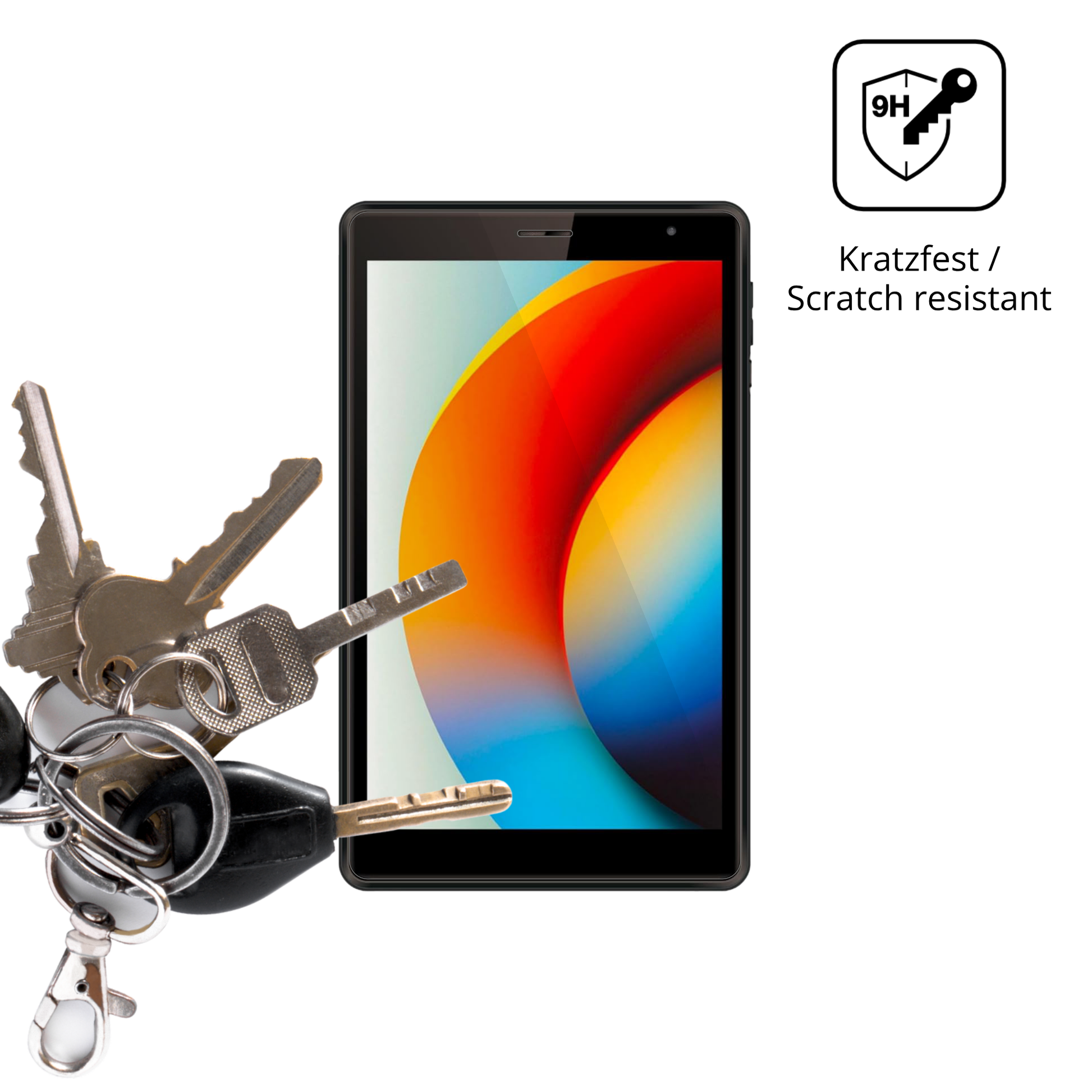 dipos Displayschutz für Logicom Tab 80 8 Zoll, transparente Oberfläche, perfekte Passform auch für die Rundungen