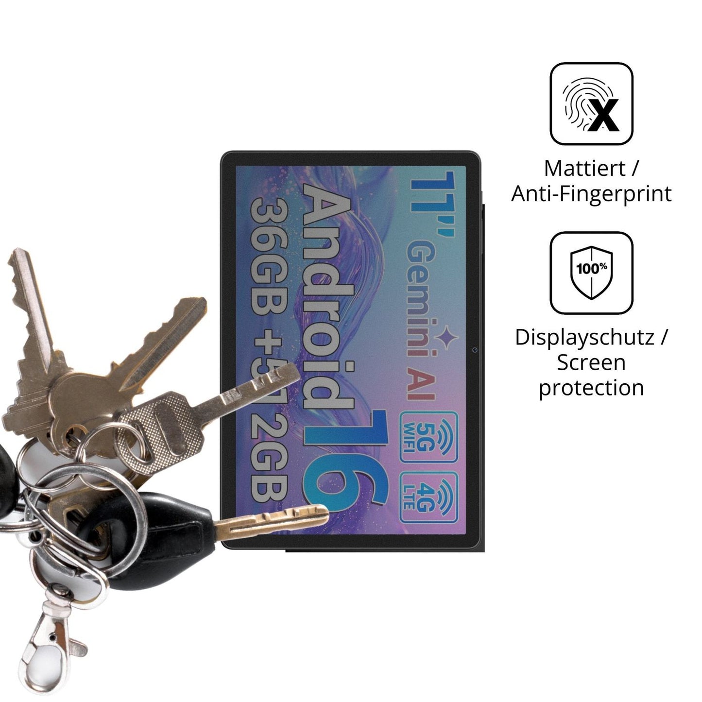 dipos Displayschutz für LORDWIT L20, mattierte Oberfläche, Blickschutzfilter und perfekter Passform
