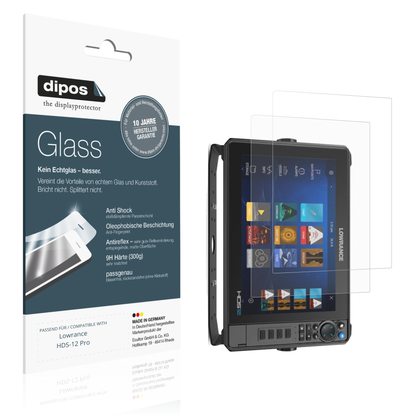 Matte Displayschutzfolie von dipos passend für lowrancehds-12 pro, 9H kratzfest und blasenfrei montiert