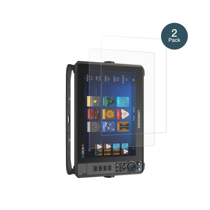 lowrancehds-12 pro mit aufgebrachter dipos Panzerfolie, die lästige Fingerabdrücke minimiert