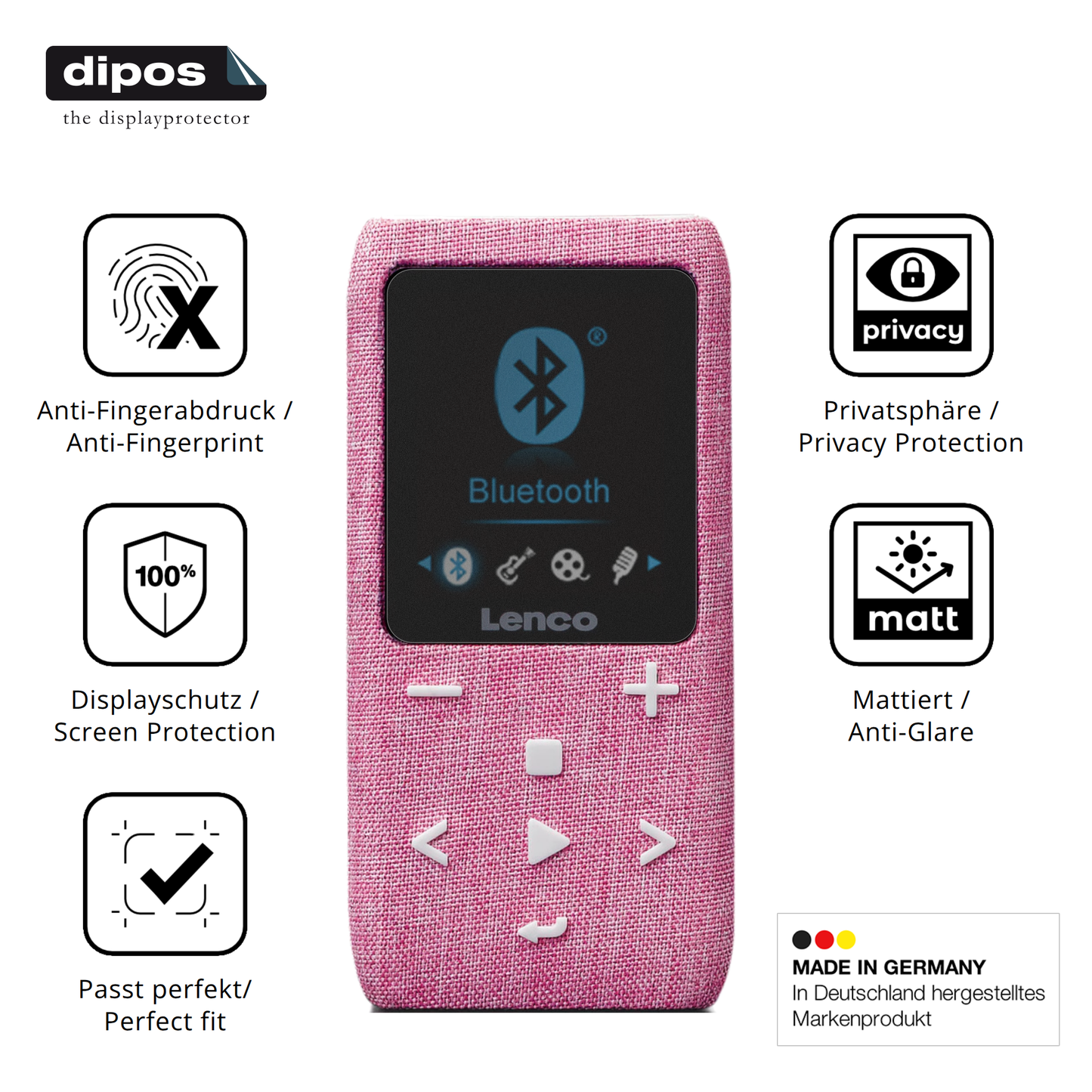 Privatsphäre-Schutz durch Sichtschutz-Folie passend zugeschnitten für LUCKDANO MP3-Player