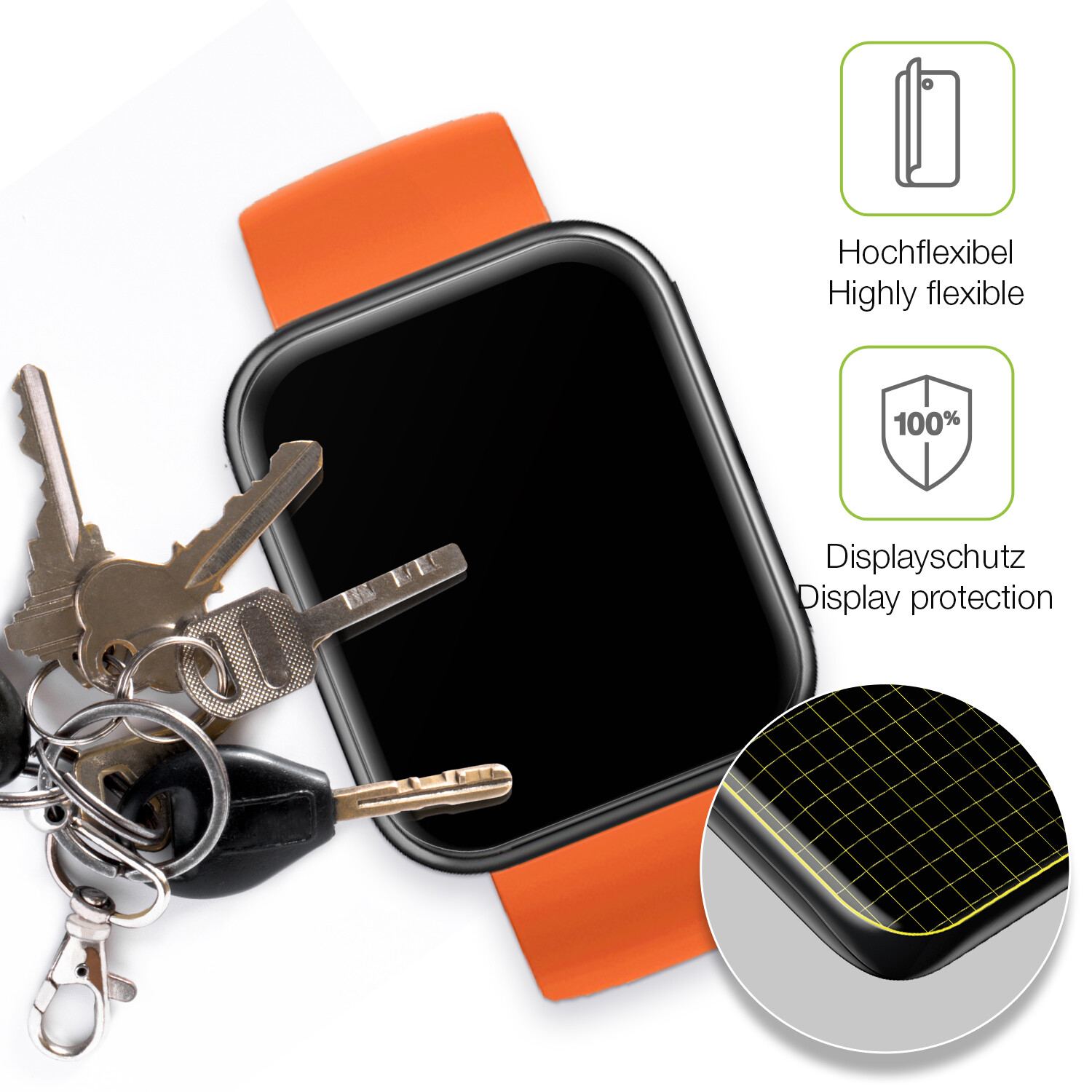 dipos Displayschutz für Maimo Watch, transparente Oberfläche, perfekte Passform auch für die Rundungen