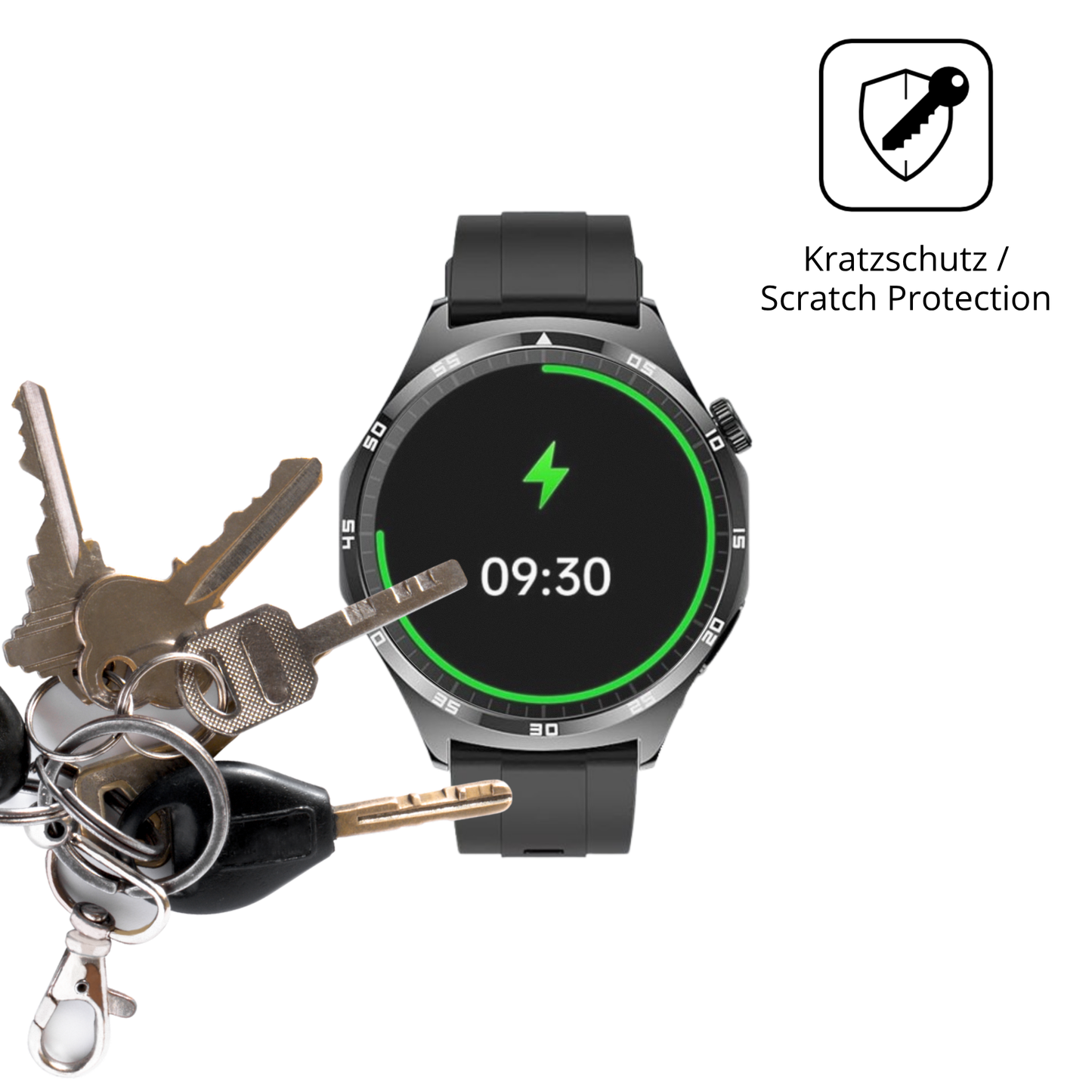 Schutz gegen Kratzer auf dem marsyu1.43 zoll smartwatch Glas durch Schlüssel oder Ähnliches