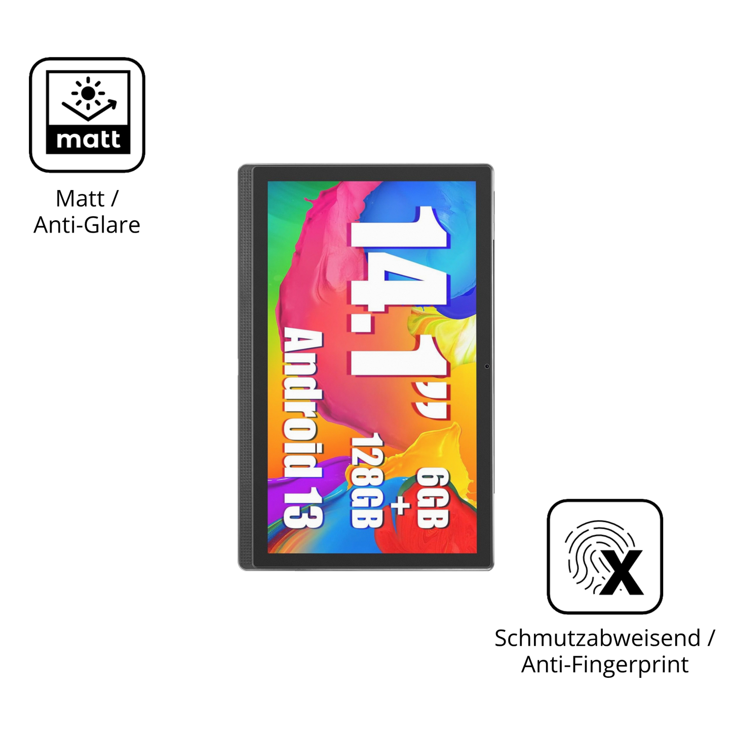 Dünne und entspiegelnde Folie passend zugeschnitten für Masewo 14 Zoll Tablet