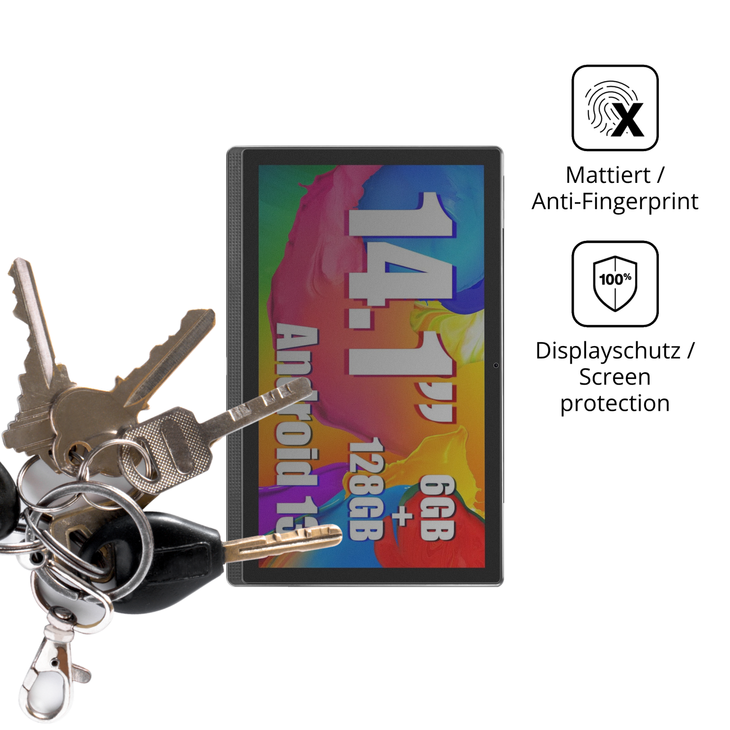 dipos Displayschutz für Masewo 14 Zoll Tablet, mattierte Oberfläche, Blickschutzfilter und perfekter Passform